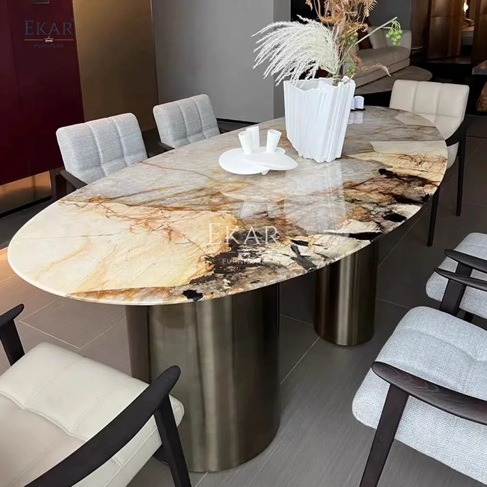 product pandora old quarry high gloss marble dining table set with inclined edge modern steel metal for office hotel entry dining room-69