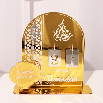 Nicro Original Factory Eid 30 Days Countdown Calendar DIY Mirror Acrylic Muslim Islamic Table Decoration Ramadan Advent Calendar