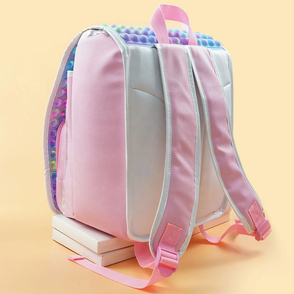 New Arrival Amazon Salable Push Pop Up Fidget Flip-open Backpack Custom Popit Out Rainbow Bubble Anti-stress Student School Bag