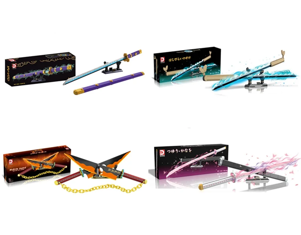 DIY Plastic Anime Swords Creative MOC Demon Samurai Slayer Sword Weapon Building Blocks Bricks Toys