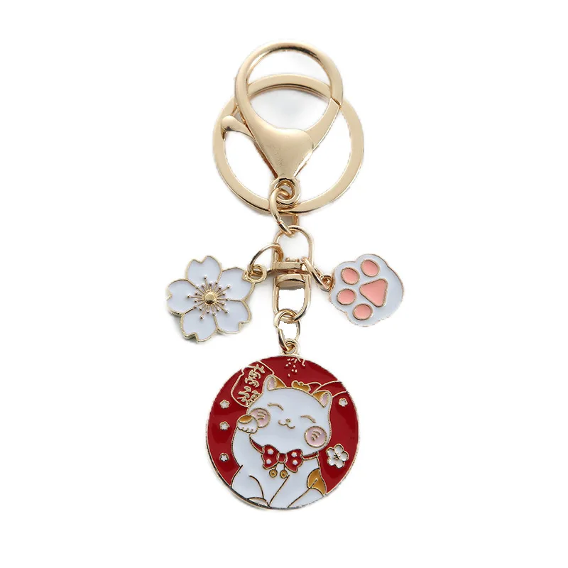 Maneki Neko Japanese Beckoning Cat Keychain - Lucky Gift