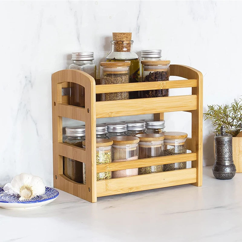 Kitchen, Adjustable Bamboo Spice Rack