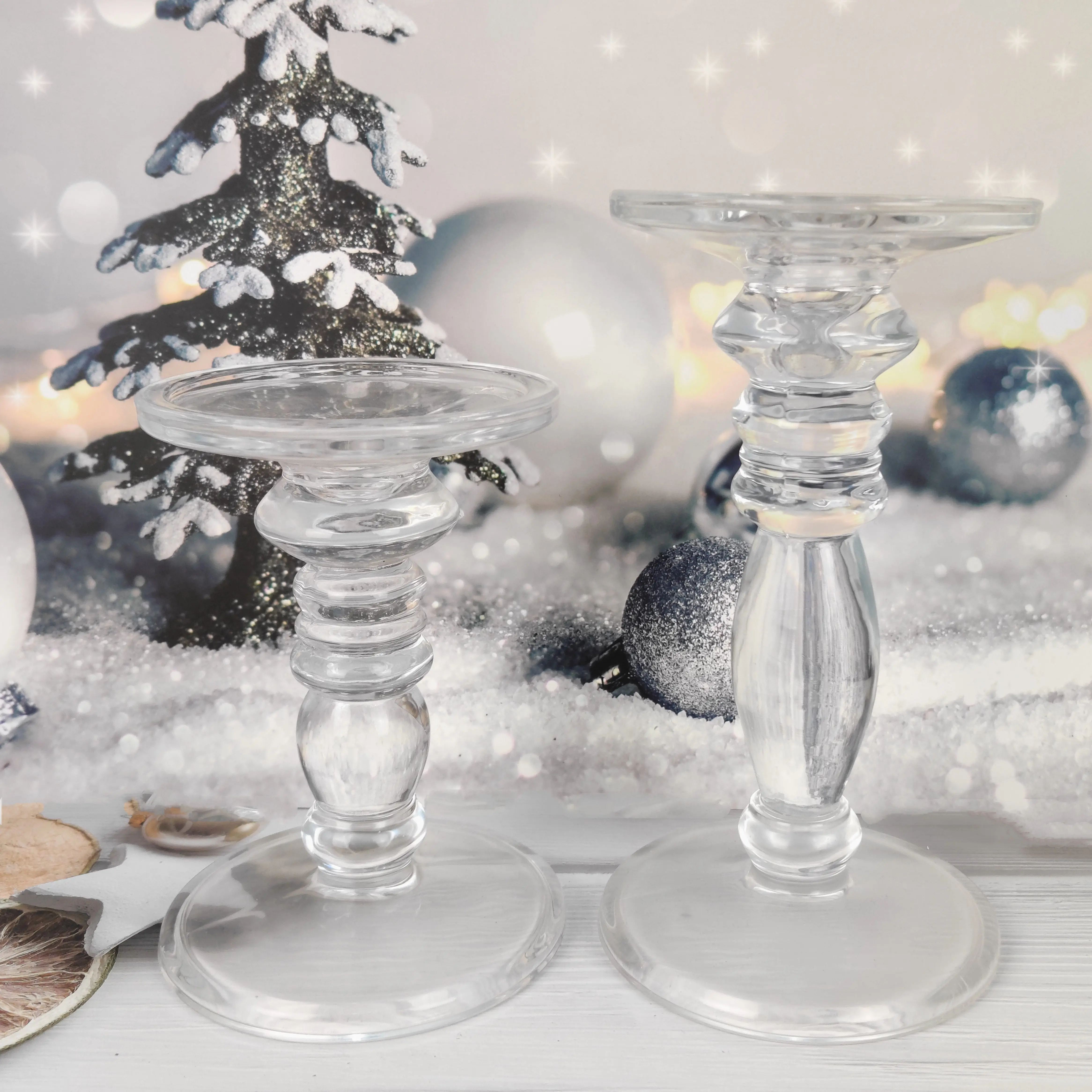 Wholesale handmade tall long stemmed clear glass candle holders decoration supplier