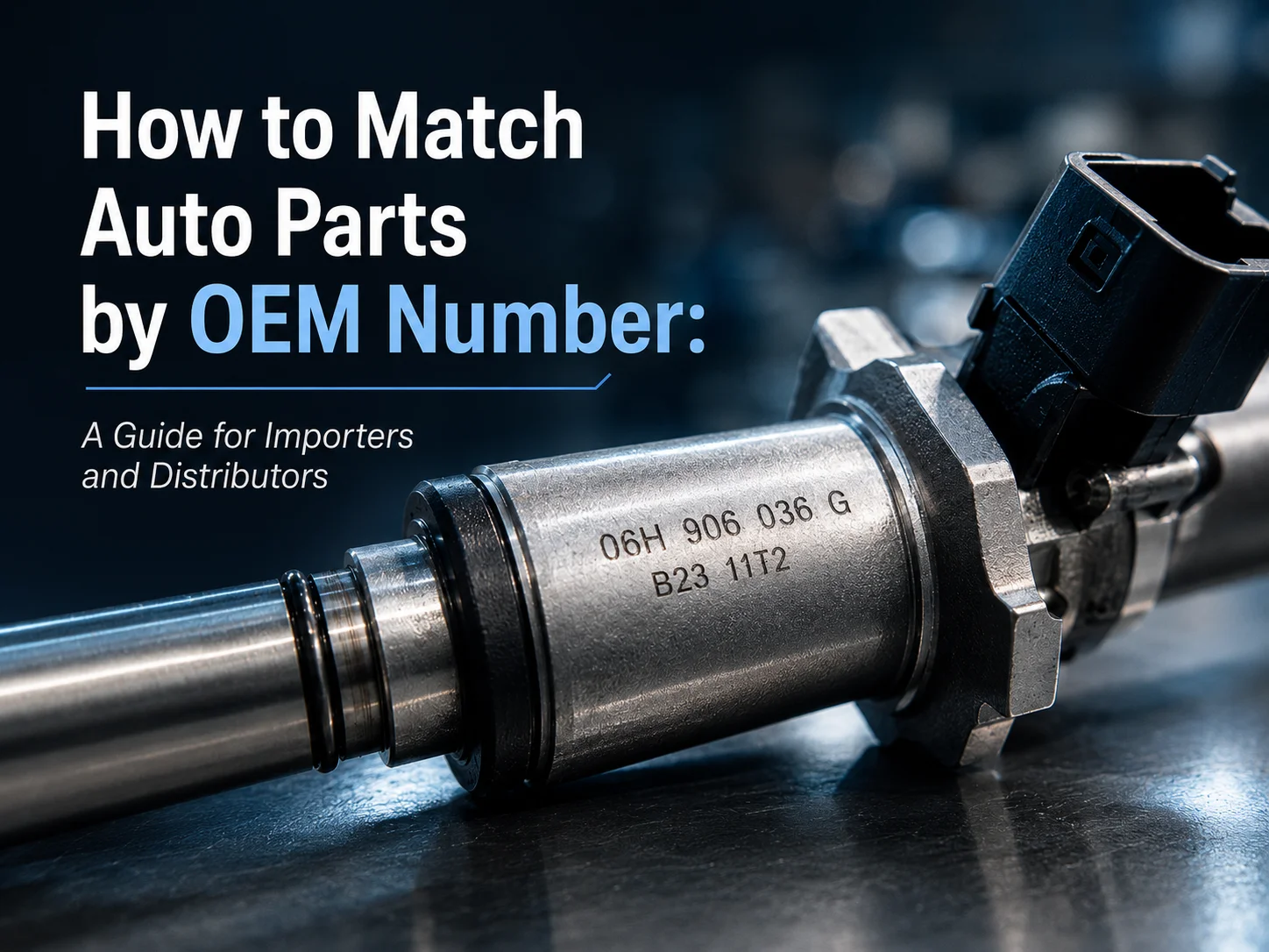 OEM part number stamped on an auto part for importer fitment verification