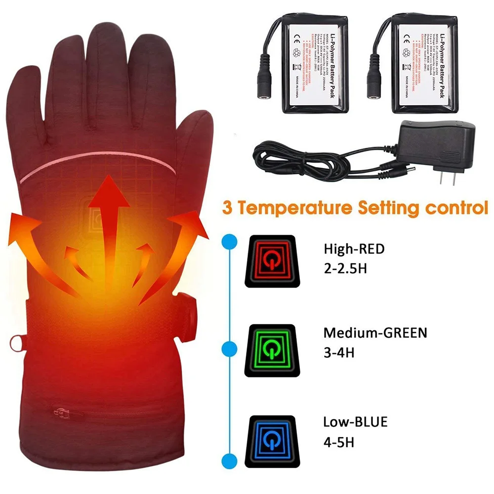 Rechargeable Battery Electric Heated Gloves Heated Ski Gloves for Men Women