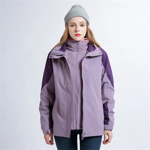 2026 Warm Fleece 3-in-1 Women's Outdoor Jacket Customizable Logo Breathable Winter Coat with Comfortable Stand Collar