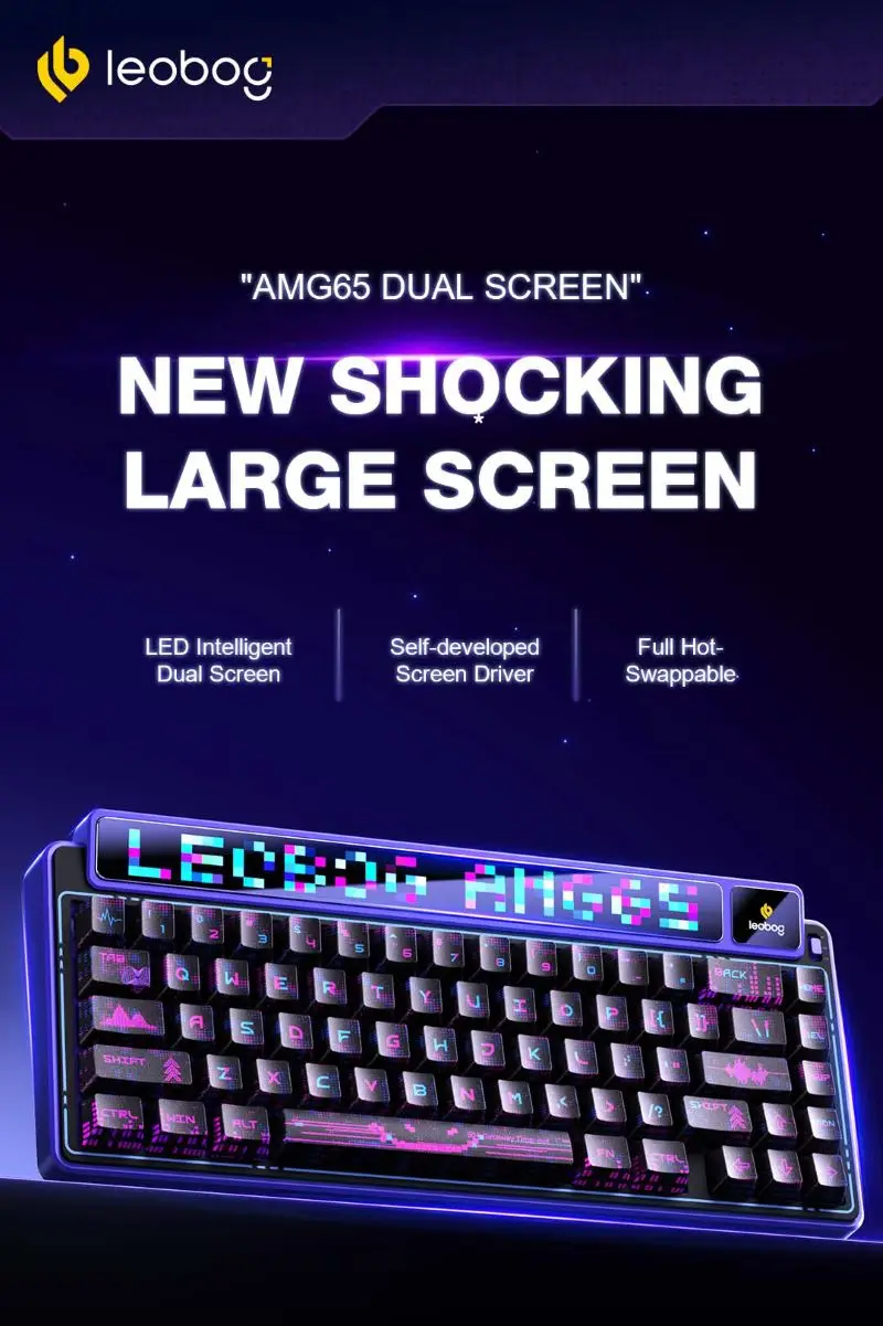 LEOBOG AMG65 Wireless Bluetooth Mechanical Keyboard, 65% Dot Matrix ...