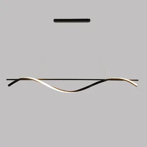 New Decorative Modern Ceiling Lamps Fixture for Home  Kitchen Island Suspended Linear Wave Hanging Light Decor Led Pendant Light