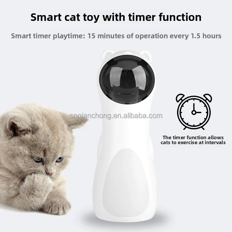 Interactive Smart Timing Cat Laser Toy White Cat Shape ABS Automatic ...