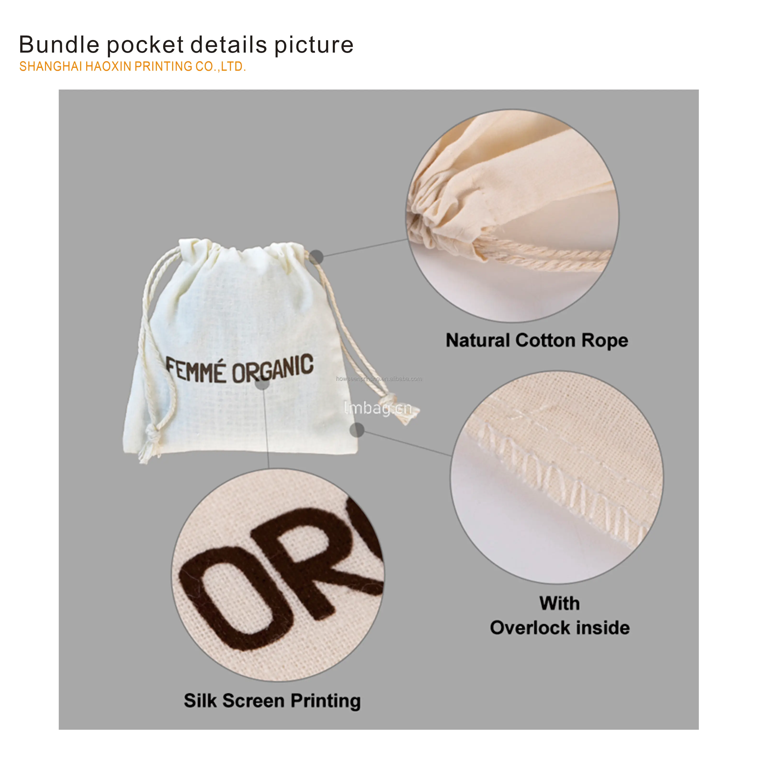 Custom Wholesale Drawstring Cotton Dust Bags For Handbags Jewelry