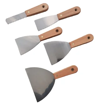 Double-sided Cleaning Knife Wood Handle Spatula Putty Handle Clean Stainless Steel Knife Wholesale