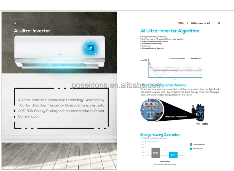 Tcl Split Type Air Conditioners Low Noise Inverter Cooler Wall Mounted ...