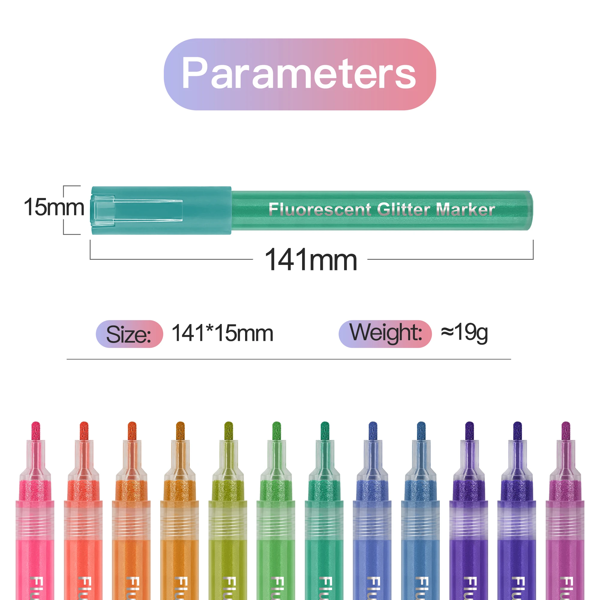 Colorful Fluorescent Glitter Highlighter with Fine Tip Practical for Student Drawing and Art Journaling