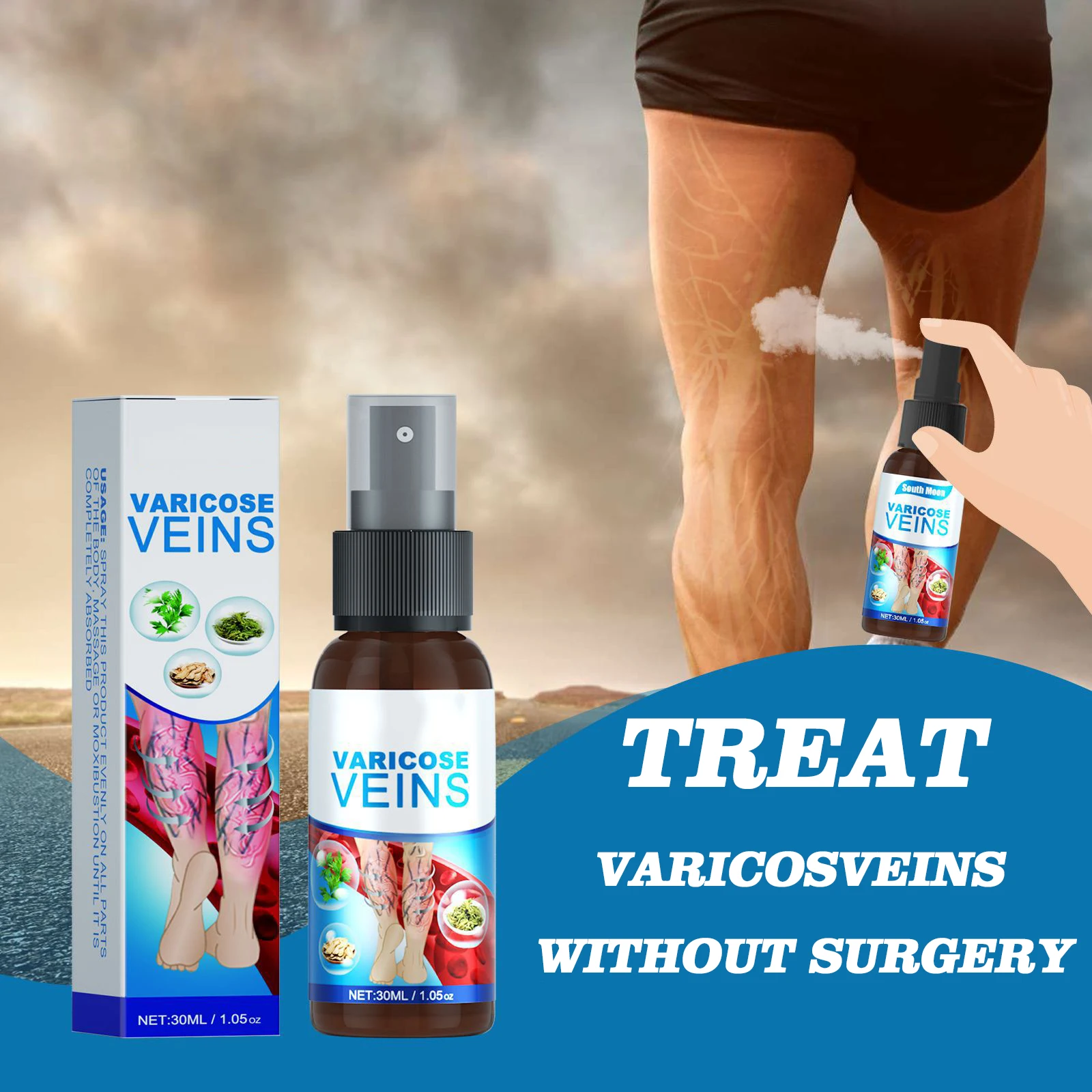 Hot Sell Varicose Veins Remover Treatment Spray For Veins Earthworm Leg
