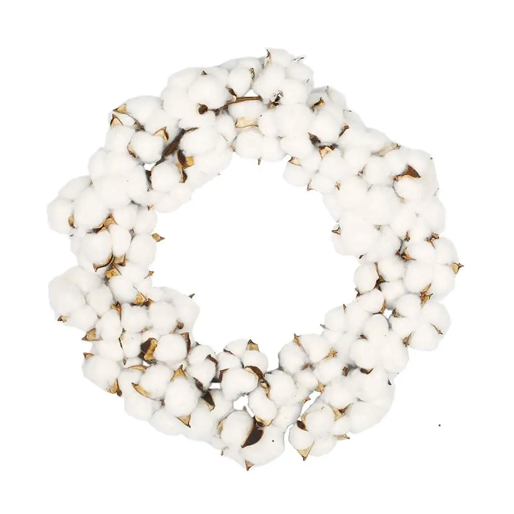 Венок из белого хлопка для свадебного декора в фермерском стиле