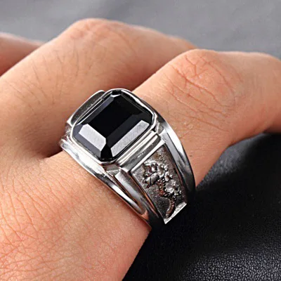 Wholesale Chinese Jewelry Black Gems Stone Man Rings