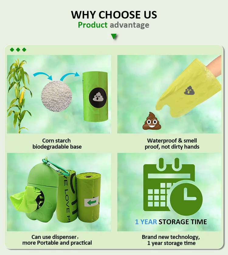 Eco-friendly Custom Logo Printed Biodegradable Pet Waste Bags