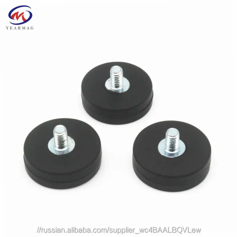 D22mm неодимовый магнит резиновой куртки с резьбовым стержнем