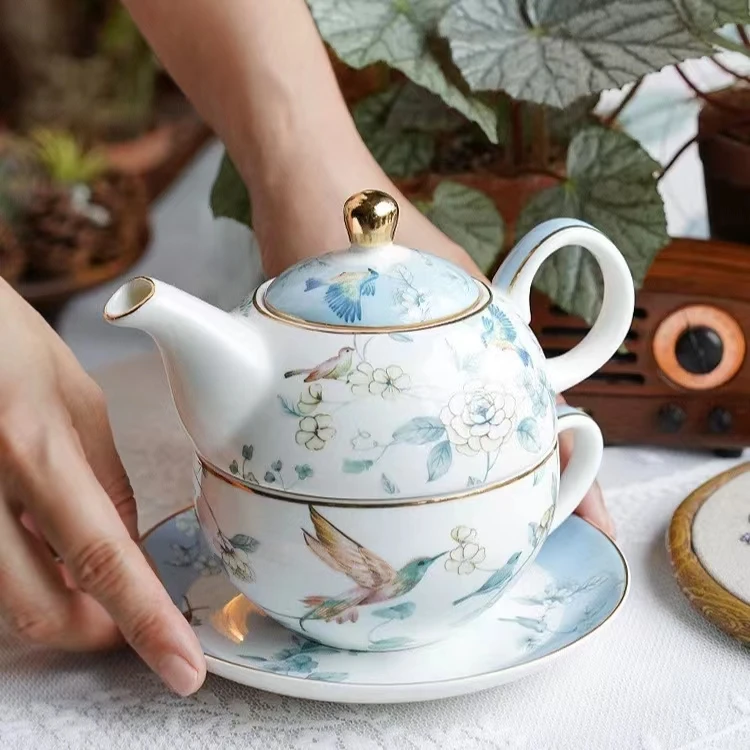 Tea Pot and Cup for One Person Single Pot Tea for One Tea Pot with Cup and Saucer for Wedding Gift supplier