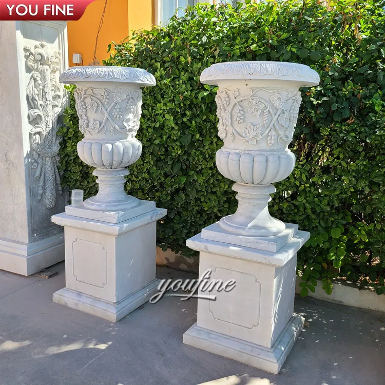 Large White Marble Planter Carved Stone Flowerpot For Garden Buy