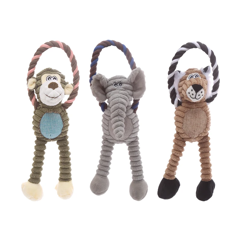New Design Cotton Rope Pull Tab Squeaky Dog Toys Soft Dog Plush