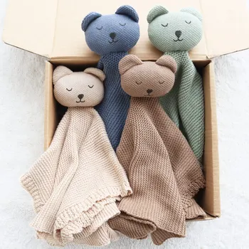 Customizable Rabbit Bunny Ear Toy Comforter Newborns Knitted Baby Security Blanket Comforter
