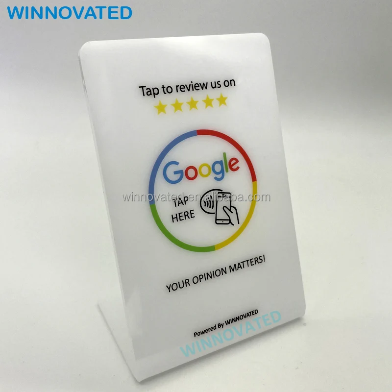 High Quality Google Review RFID Acrylic Restaurant Table Display NFC Stand