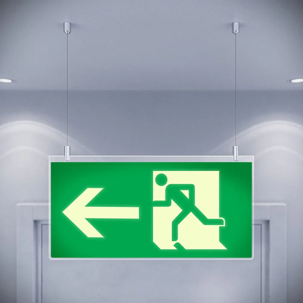 Factory Photoluminescent Running Man ExitSelf-luminous Signage Hanging ...