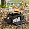 Foldable outdoor storage table with side basket-black