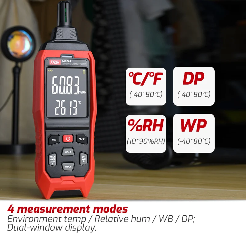 TASI TA622B Portable Thermometer Hygrometer With PC Connection Digital Temperature Humidity Meter