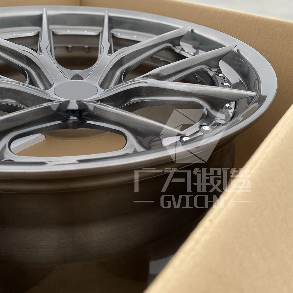 2 piece brushed gray aluminum alloy forged wheels 16 17 18 19 20 21 22 23 24 inch 5x112 5x114.3 5x120 rim hub