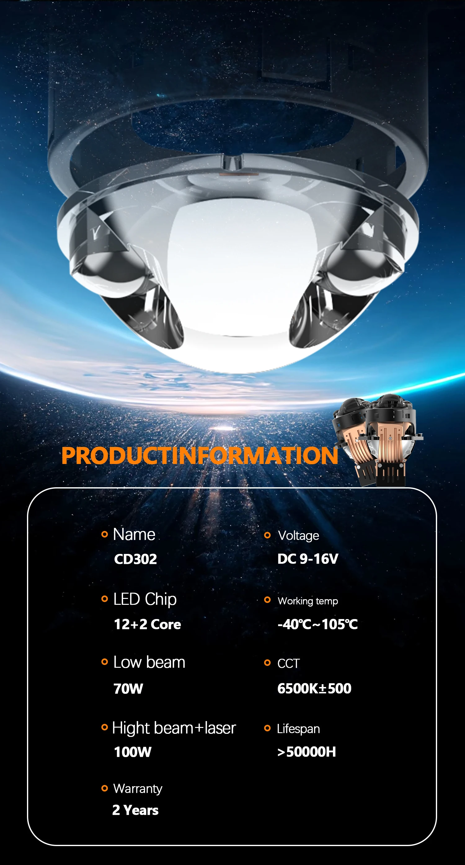 Customized 150W Bi LED Projector Lens Headlight High and Low Beam 3 Inch Headlights with Lossless Installation Projector Lens