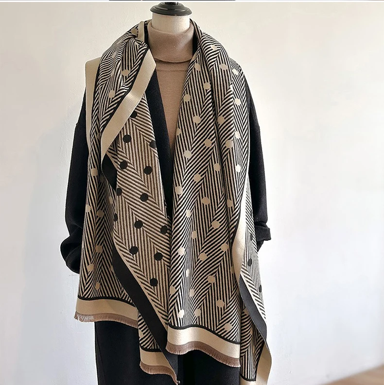 Premium Winter Warm Scarf For Women Dot Pattern Soft Wrap_voghion.com