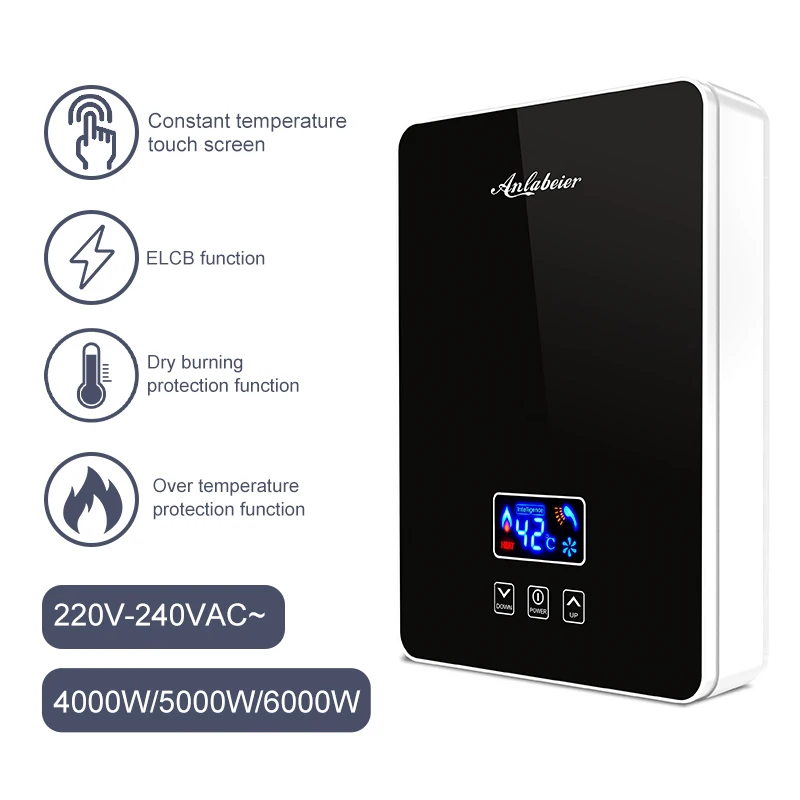 Calentador De Agua Eléctrico Bajo Encimera 6000W - Control Temperatura 30-55°C, Mando A Distancia, 220V