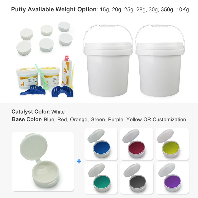 Dental Impression Material 0/3 Type Light Body Putty Base Putty Catalyst  Mixing Tips Kits Dentistry Molding Silicone Materials