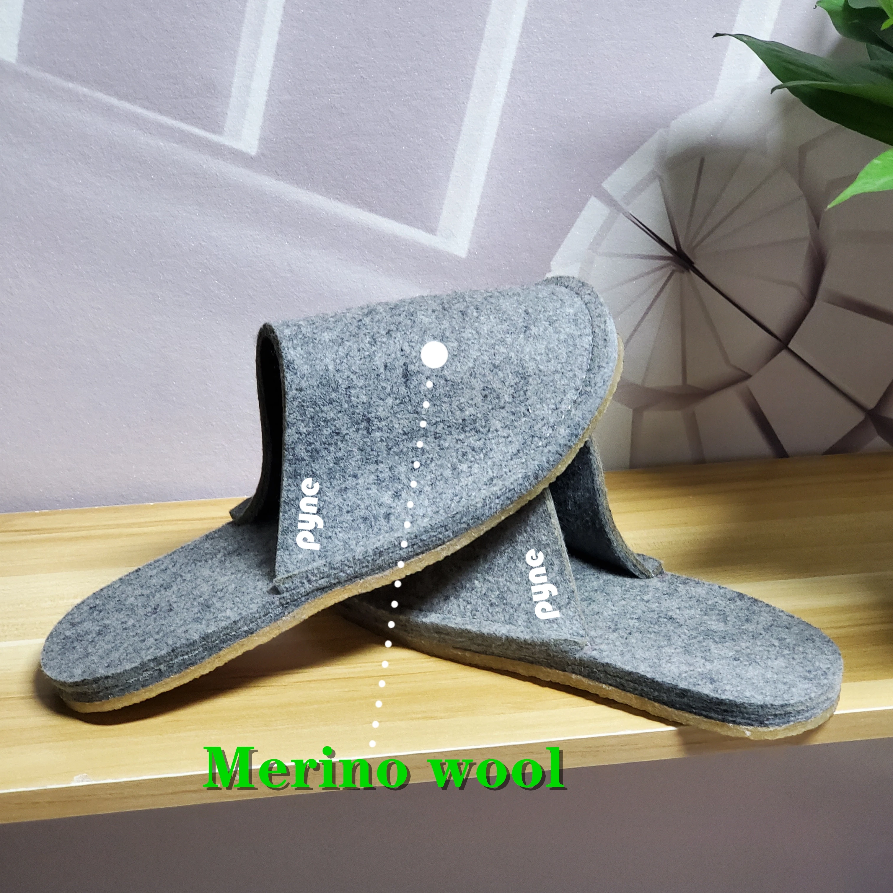 Merino wool  felt slipper with crepe rubber Room felt slipper Anti-slip