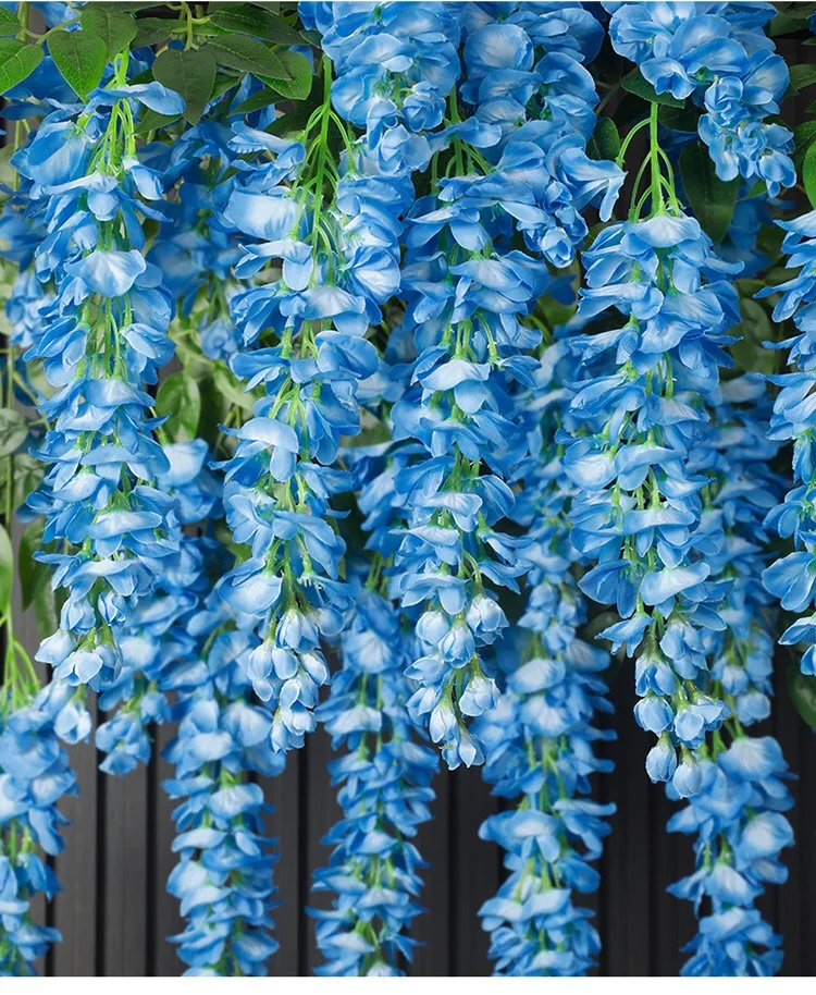 Waipfaru Confezione da 24 fiori artificiali di glicine bianco, 1,9 m, fiori artificiali di glicine finto, da appendere, per camera da letto, matrimonio, casa, feste, decorazione da parete