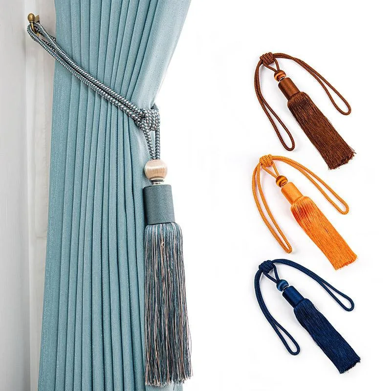 Modern simple straight drum ball tassel curtain binding curtain storage rope hanging ball hanging spike spot wholesale