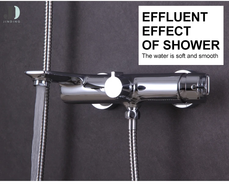 Juego de mezclador de ducha fría y caliente para baño de pared cromado