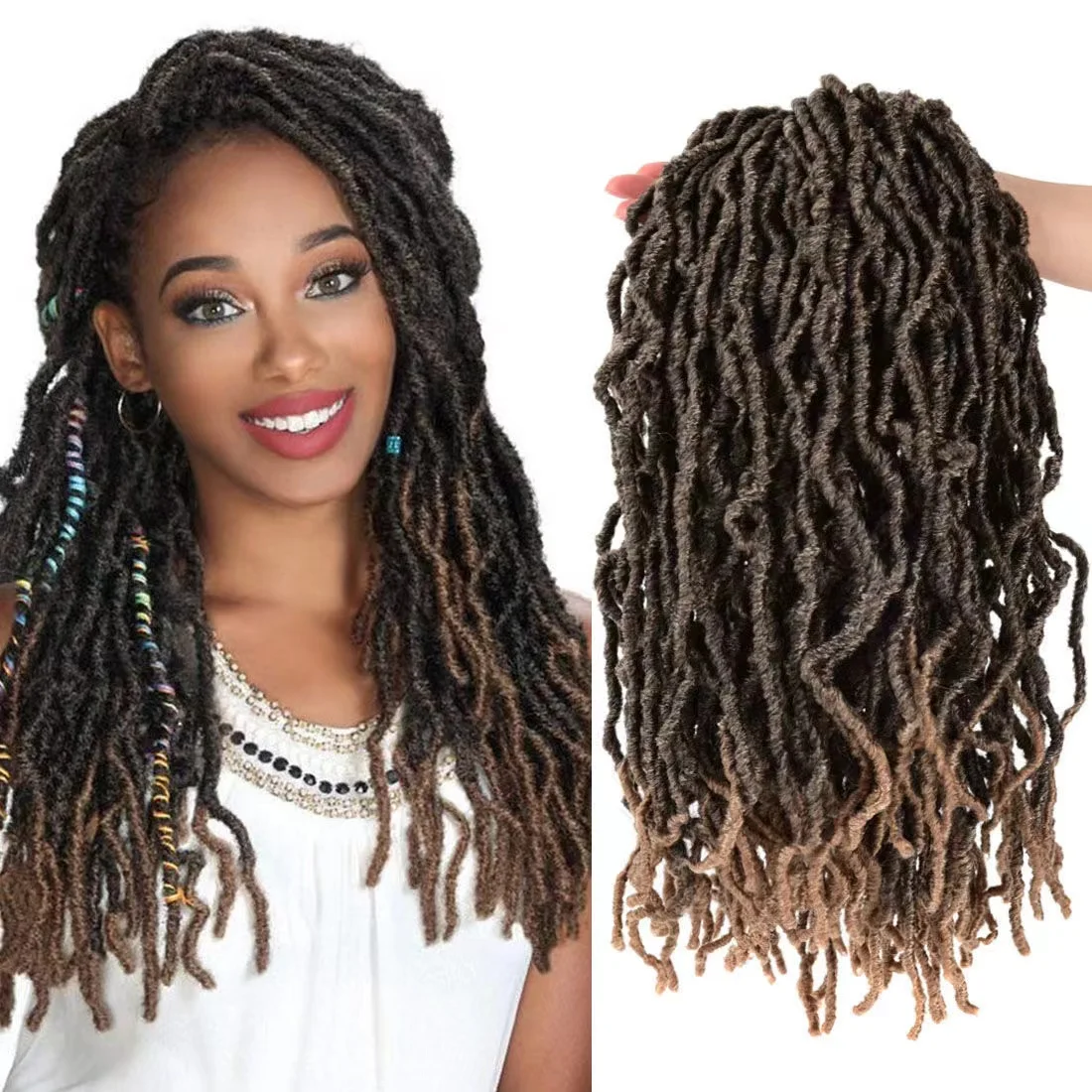 18" 36" 21strands/pack 613 Color Crochet Hair Ombre Natural Curly Dreadlocks  Faux Locs Crochet Braids Hair - Buy 18" 21strands/pack 613 Color Crochet  Hair Ombre Natural Curly Dreadlocks Faux Locs Crochet Braids