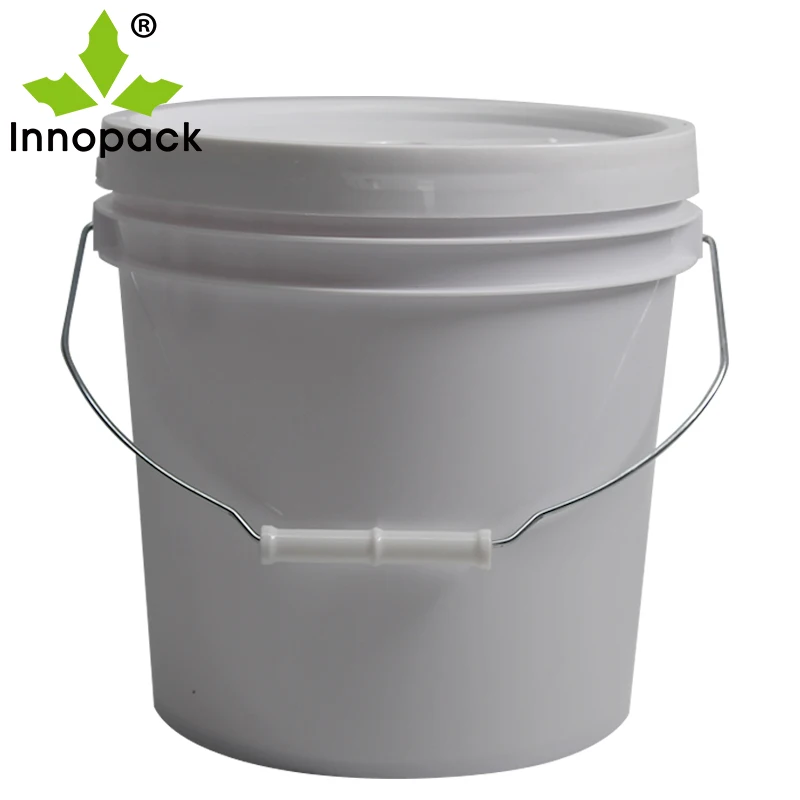 White Heavy Duty 2 Gallon Round Food Safe Plastic Bucket With Lid For