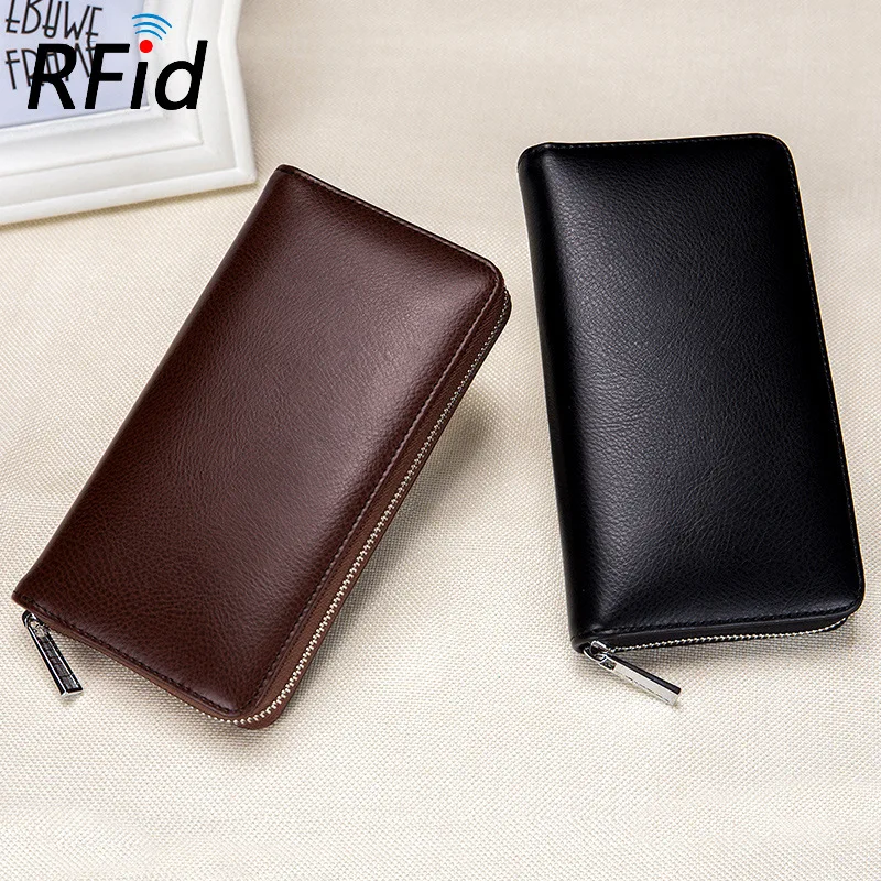Women's Small Leather Accordion Wallet - RFID Blocking, 15 Card Slots, Zipper Closure, Coffee Brown - View #4
