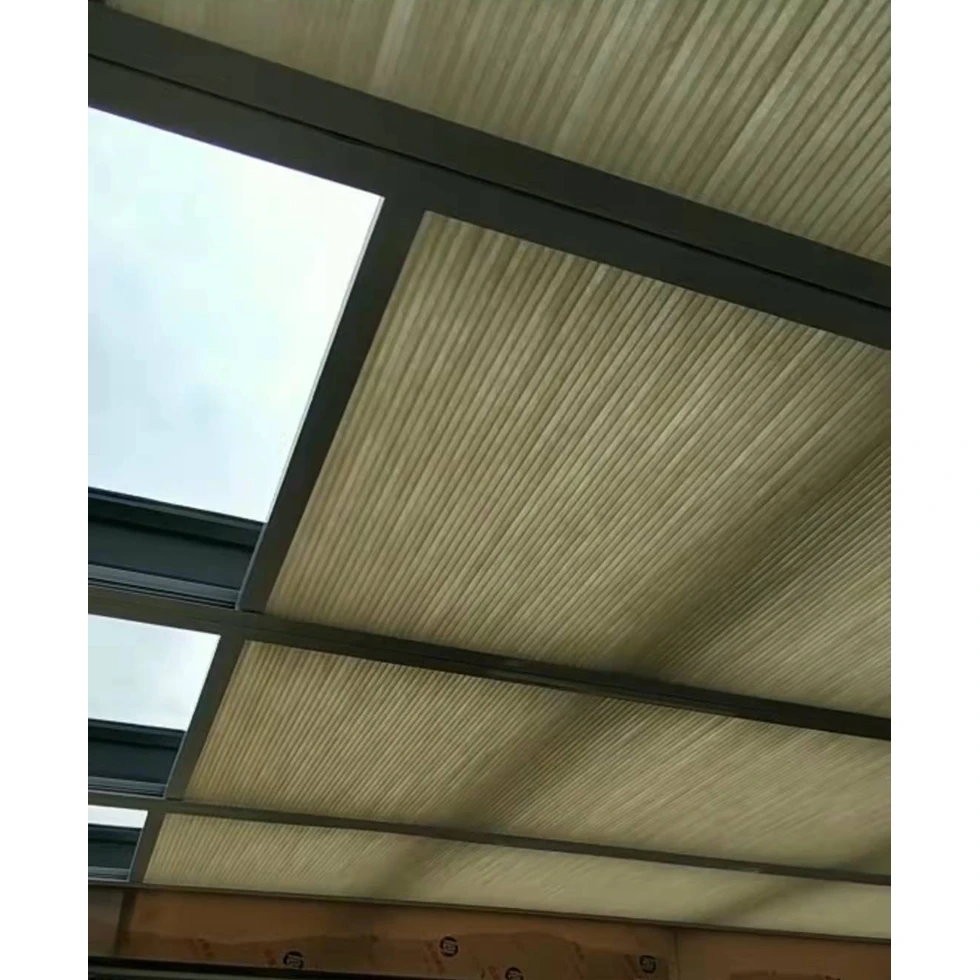 Motorized Electric Automatic Rail Window Curtain System Pleated Horizontal Skylight Roof Cellular Honeycomb Blind Shade for