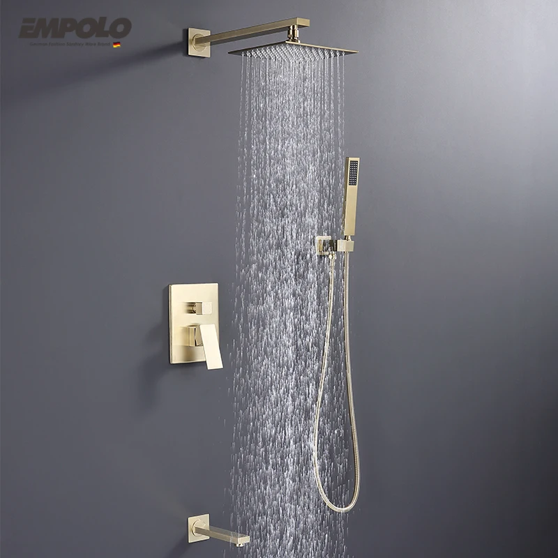 New Design UPC Shower of Concealed Bathroom Gold Shower Faucet Sets With Bathtub Faucet and Hand Shower