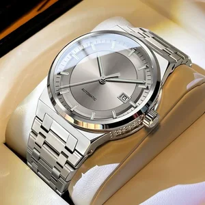 NEW Design OEM Custom LOGO Diving Steel Business Watch Japanese Automatic Mechanical Silver Watches for Men
