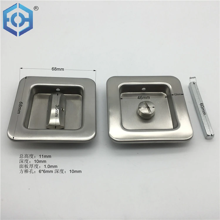 Square Stainless Steel 304 BK Function Patio Sliding Door Concealed Handle Lock Without Key