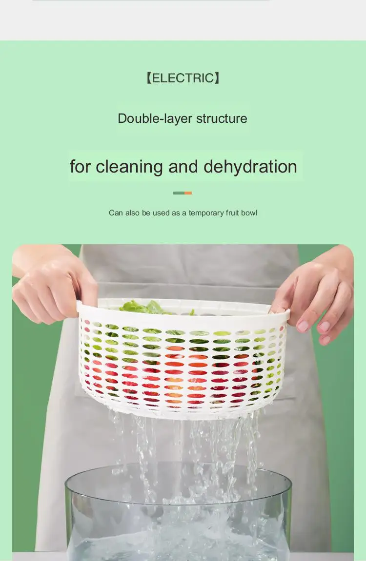 Plastic Electric Salad Spinner Slicer Fruit Vegetable Washer And Dryer Larger Kitchen Vegetable