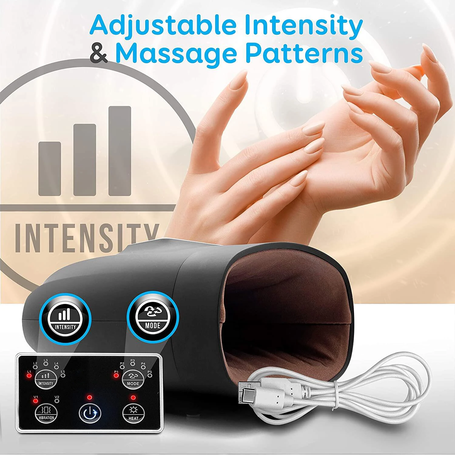New Portable Finger Joint Cordless Vibrating Electric Hand Massager Machine  Masajeador De Manos With Heat and Compression