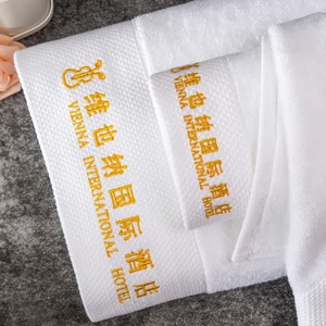 CHENHONG Factory Supply 5-Star Hotel Luxury Super Absorbent Embroidered 100% Cotton Eco-Friendly Hypoallergenic Solid Towel Set