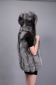 Classic Fox Fur Vest – Hooded, Thick Winter Jacket for Women, Plus